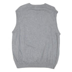 CHAPS Mens Grey Plain Pullover Cotton Blend V-Neck Jumper M Classic Style