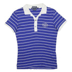 RALPH LAUREN Womens Blue & White Striped US Open Short Sleeve Polo Shirt S