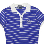 RALPH LAUREN Womens Blue & White Striped US Open Short Sleeve Polo Shirt S