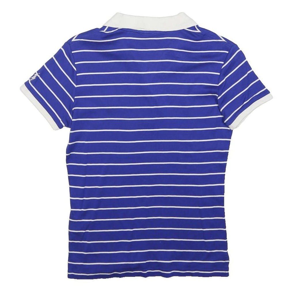 RALPH LAUREN Womens Blue & White Striped US Open Short Sleeve Polo Shirt S