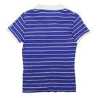 RALPH LAUREN Womens Blue & White Striped US Open Short Sleeve Polo Shirt S