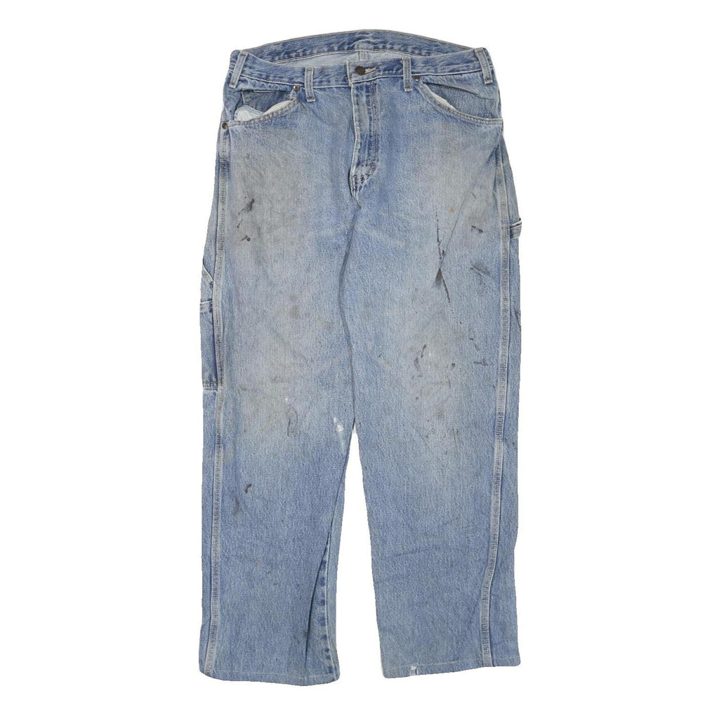 DICKIES Mens Jeans Blue Regular Straight Denim Light W34 L29 Workwear Utility