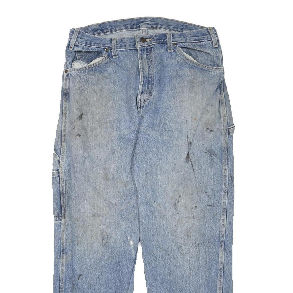 DICKIES Mens Jeans Blue Regular Straight Denim Light W34 L29 Workwear Utility