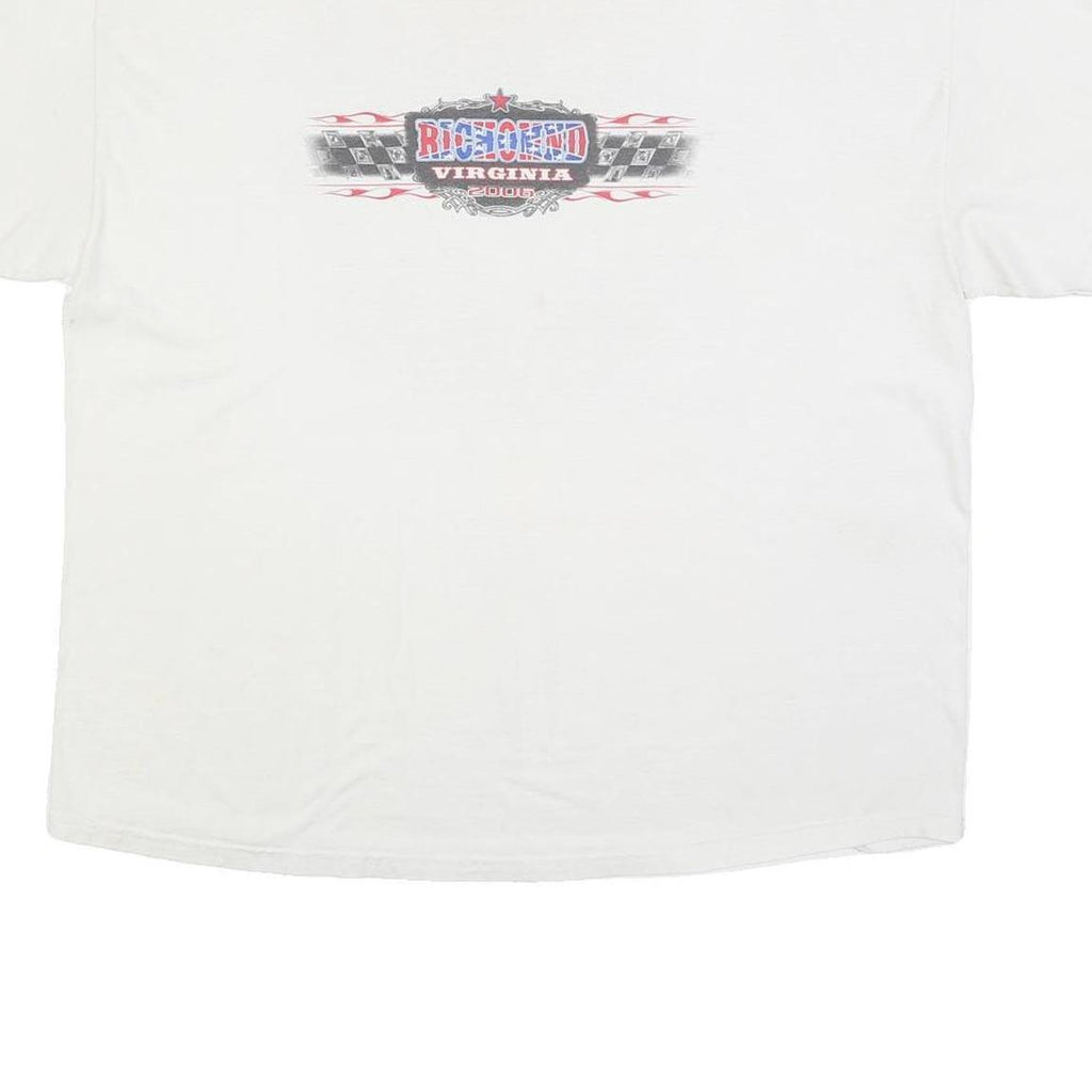 HANES Mens White Virginia Racing Graphic T-Shirt 2XL Short Sleeve Crew Neck