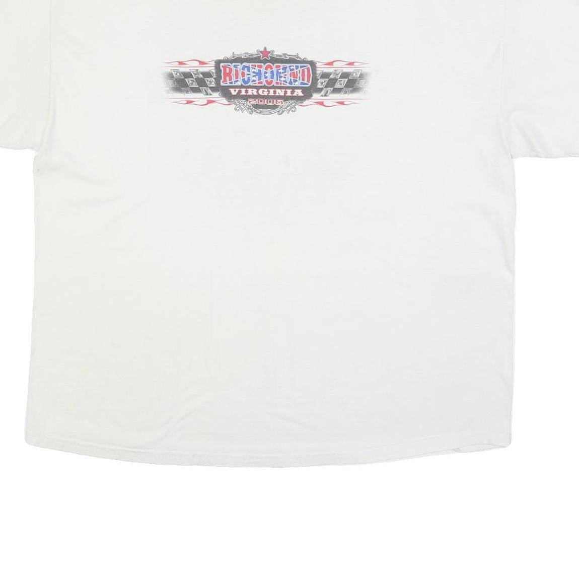 HANES Mens White Virginia Racing Graphic T-Shirt 2XL Short Sleeve Crew Neck