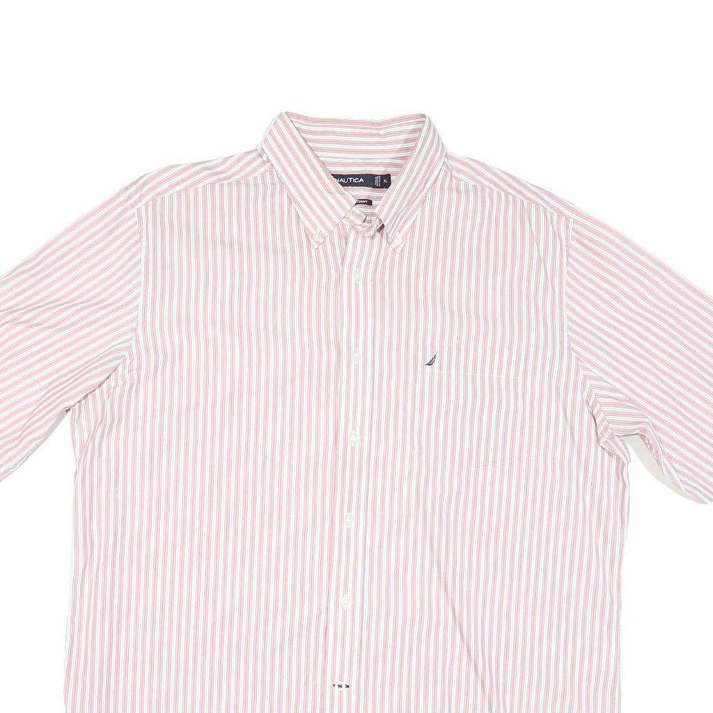 NAUTICA Mens Pink & White Striped Shirt XL Cotton Blend Button-Down Collar