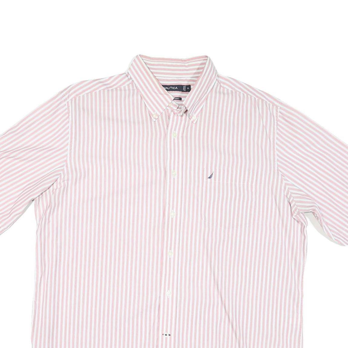 NAUTICA Mens Pink & White Striped Shirt XL Cotton Blend Button-Down Collar