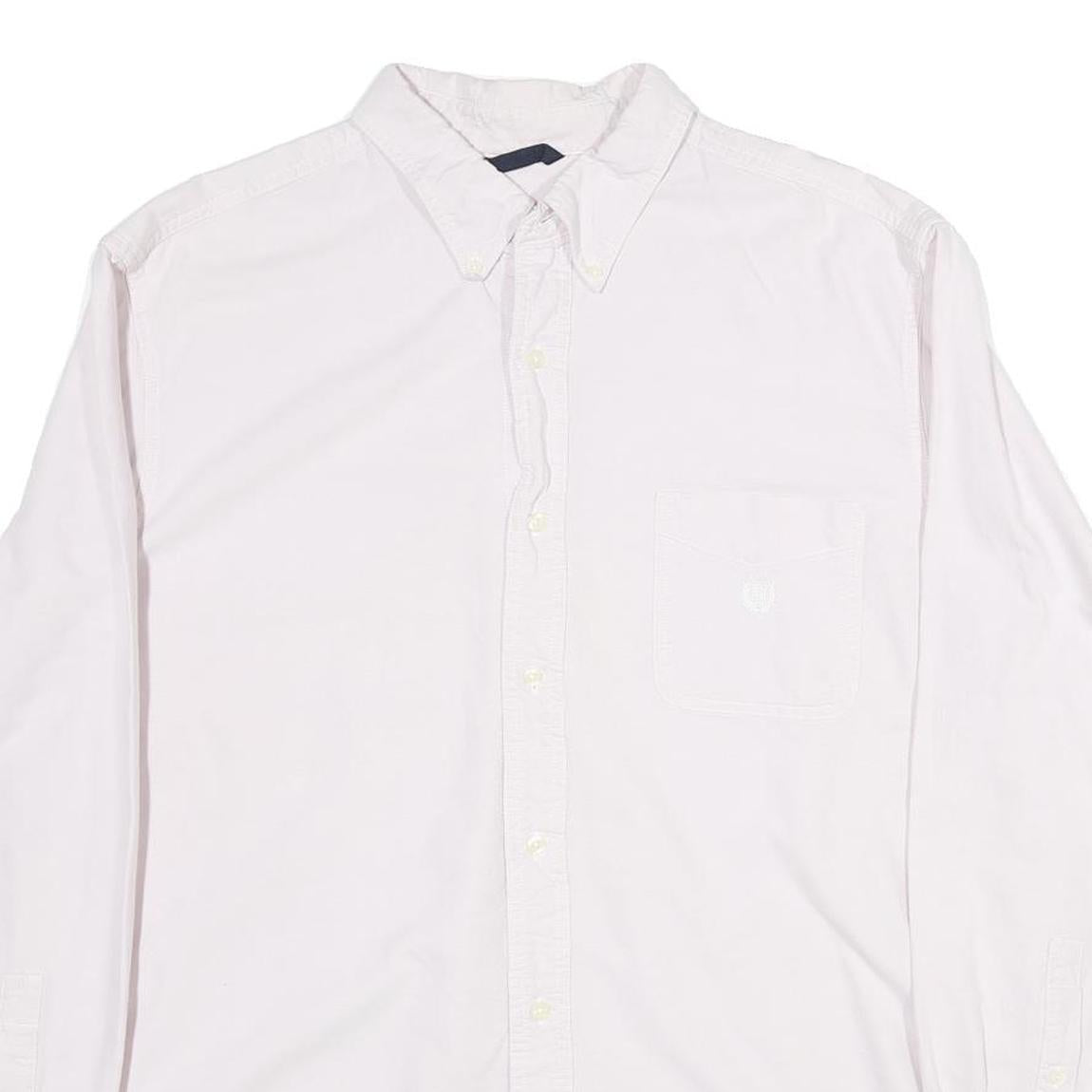CHAPS Mens White Cotton Shirt XL Button-Down Collar Long Sleeve Casual Classic