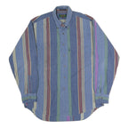 COLOURS Mens Blue Red Green Striped Shirt M Cotton Button-Down Casual Top