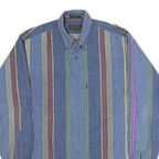 COLOURS Mens Blue Red Green Striped Shirt M Cotton Button-Down Casual Top