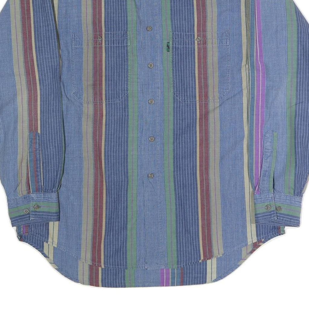 COLOURS Mens Blue Red Green Striped Shirt M Cotton Button-Down Casual Top