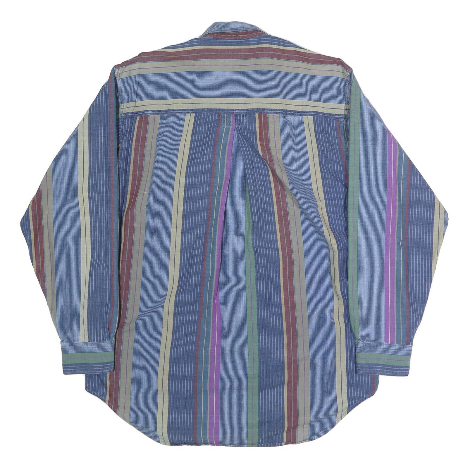COLOURS Mens Blue Red Green Striped Shirt M Cotton Button-Down Casual Top