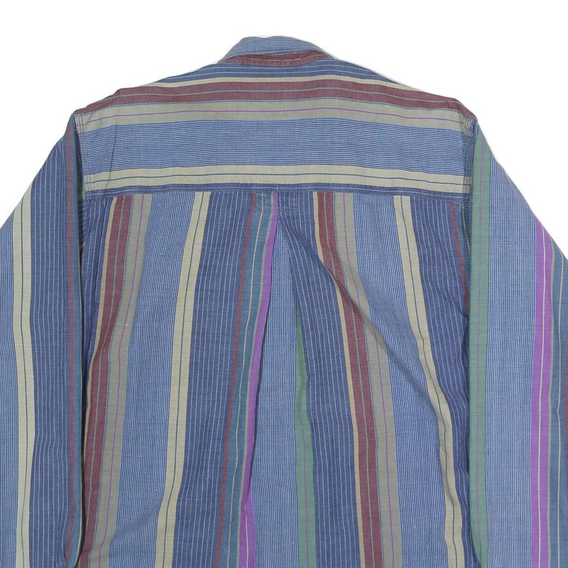 COLOURS Mens Blue Red Green Striped Shirt M Cotton Button-Down Casual Top