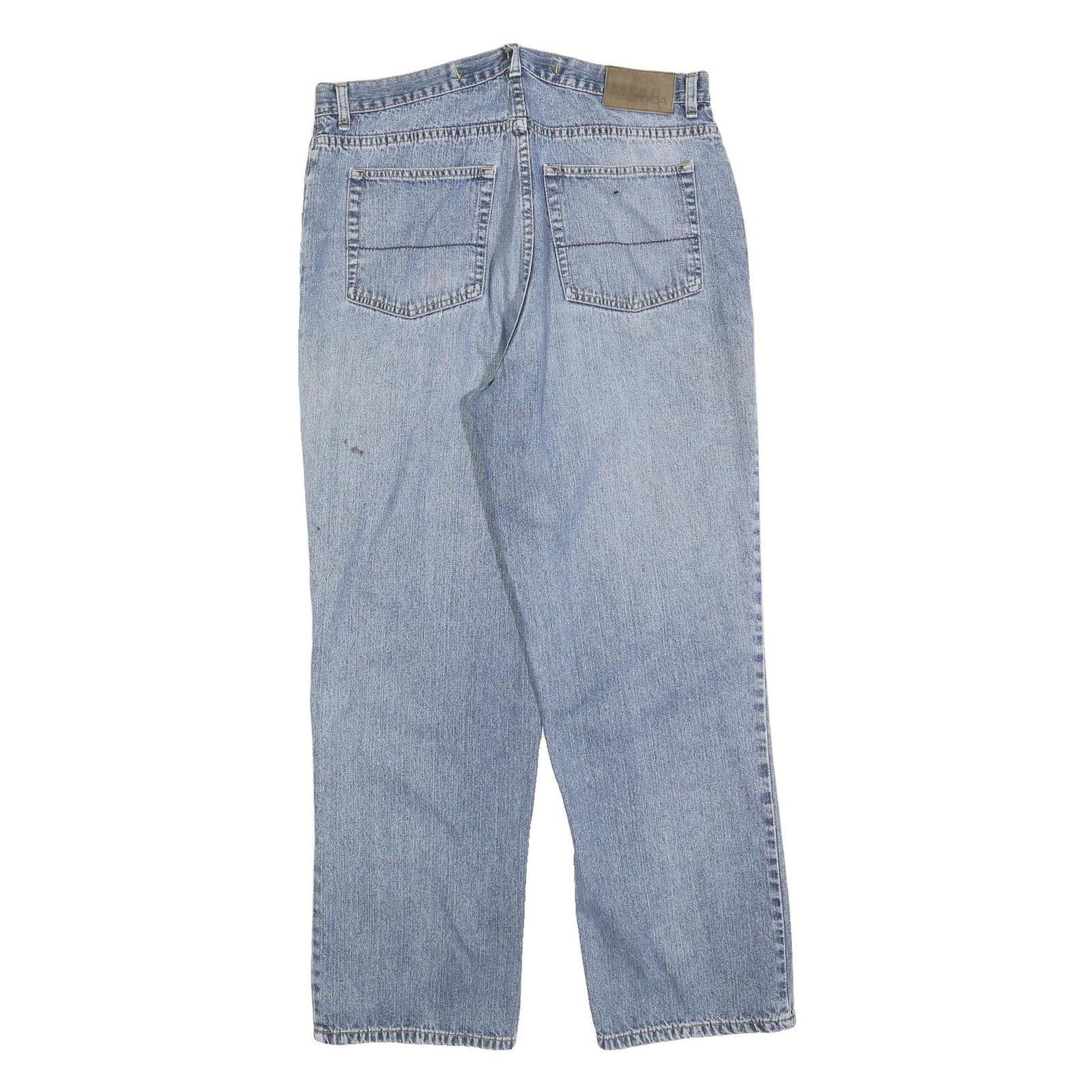 NAUTICA Mens Jeans Blue Relaxed Straight Denim Medium W34 L30 Casual Zip Fly