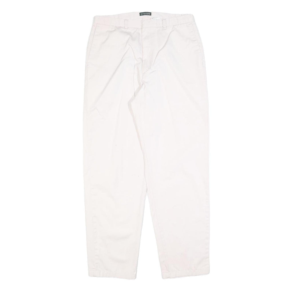 DOCKERS Womens White Regular Fit Straight Cotton Blend Trousers W32 L30