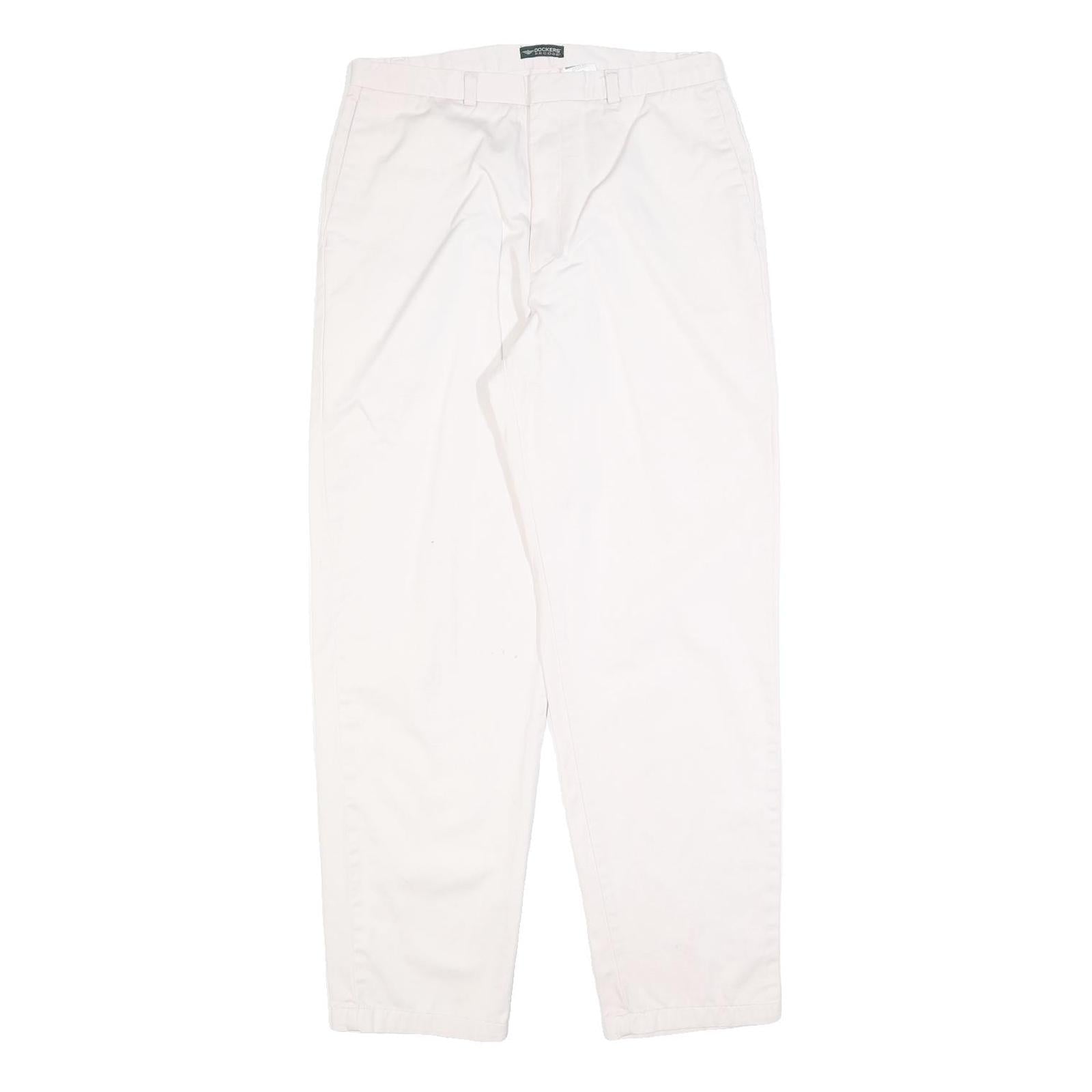 DOCKERS Womens White Regular Fit Straight Cotton Blend Trousers W32 L30