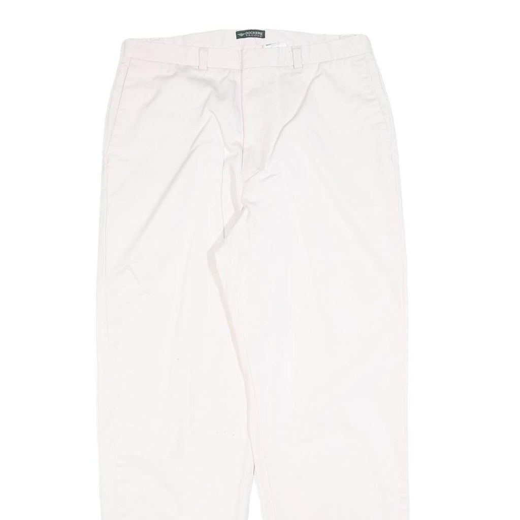 DOCKERS Womens White Regular Fit Straight Cotton Blend Trousers W32 L30