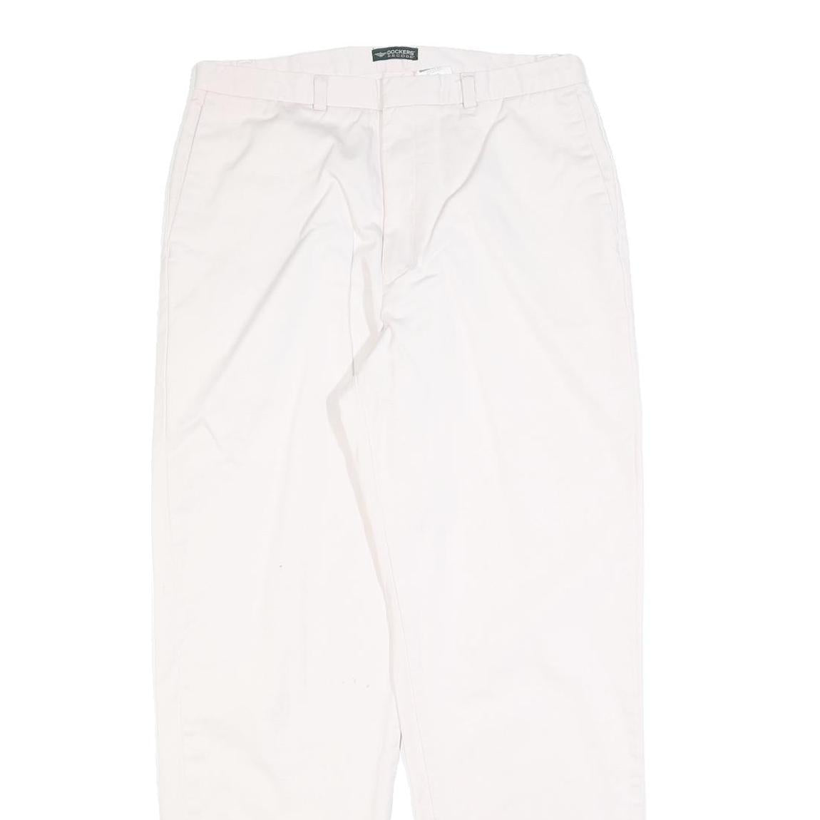 DOCKERS Womens White Regular Fit Straight Cotton Blend Trousers W32 L30