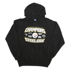 REEBOK Mens Black Pittsburgh Steelers Champions Hoodie L Cotton Blend Pullover