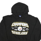 REEBOK Mens Black Pittsburgh Steelers Champions Hoodie L Cotton Blend Pullover