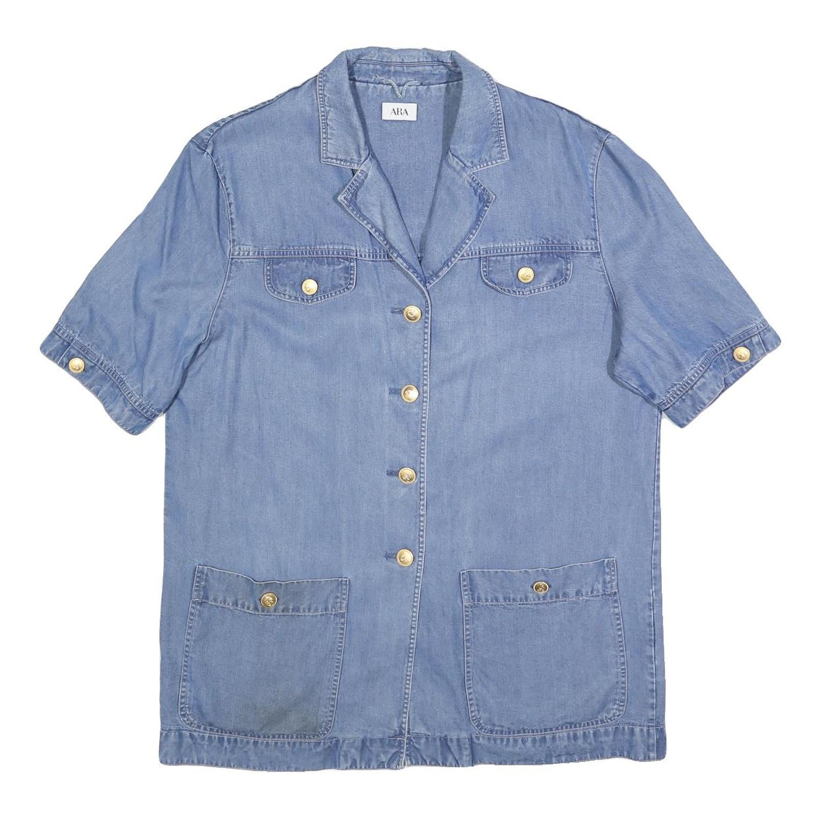 ARA Womens Blue Denim Button Cotton Long Sleeve Jacket L Casual Light