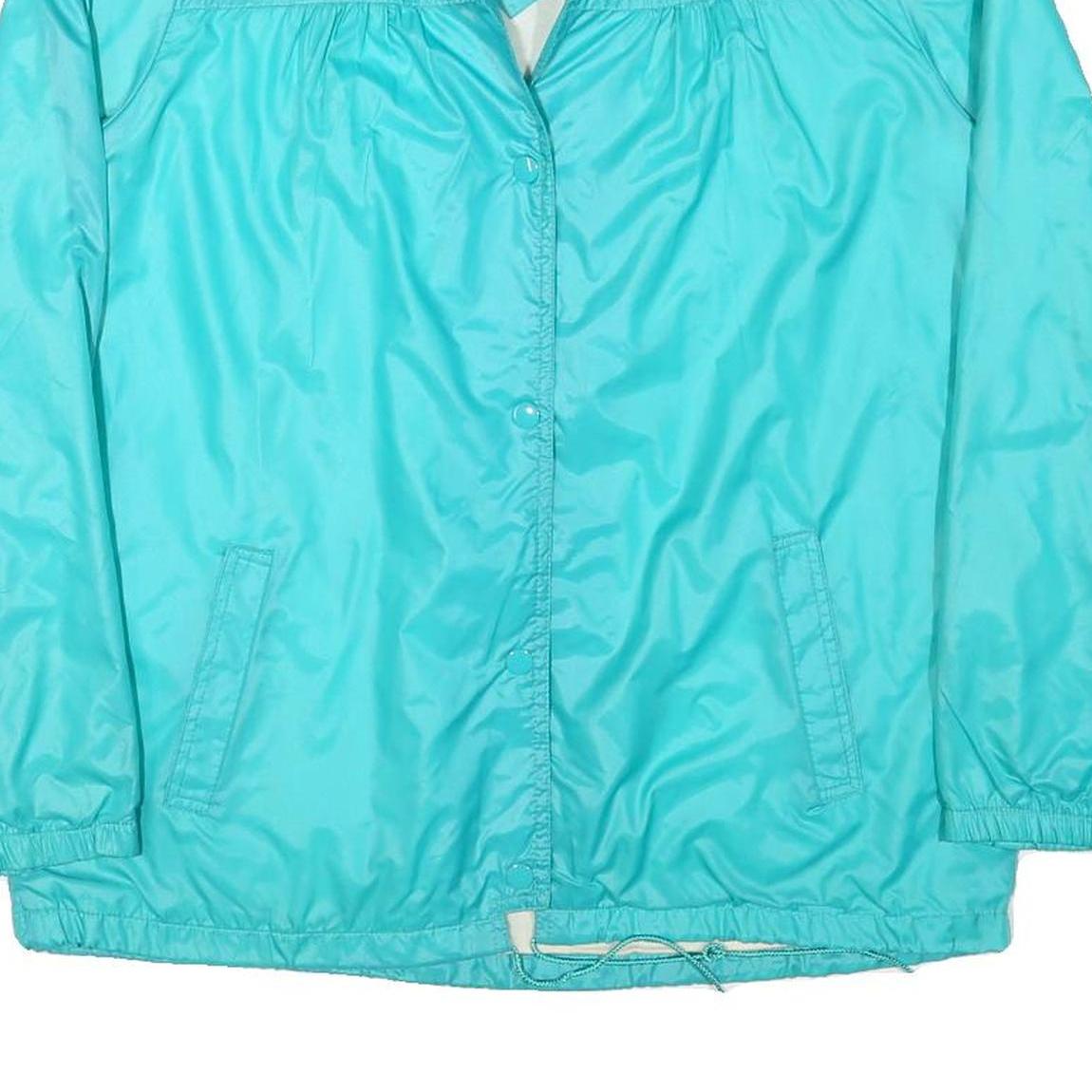 WINDY WEATHER Womens Turquoise Plain Button Jacket L Polyester Blend Lightweight