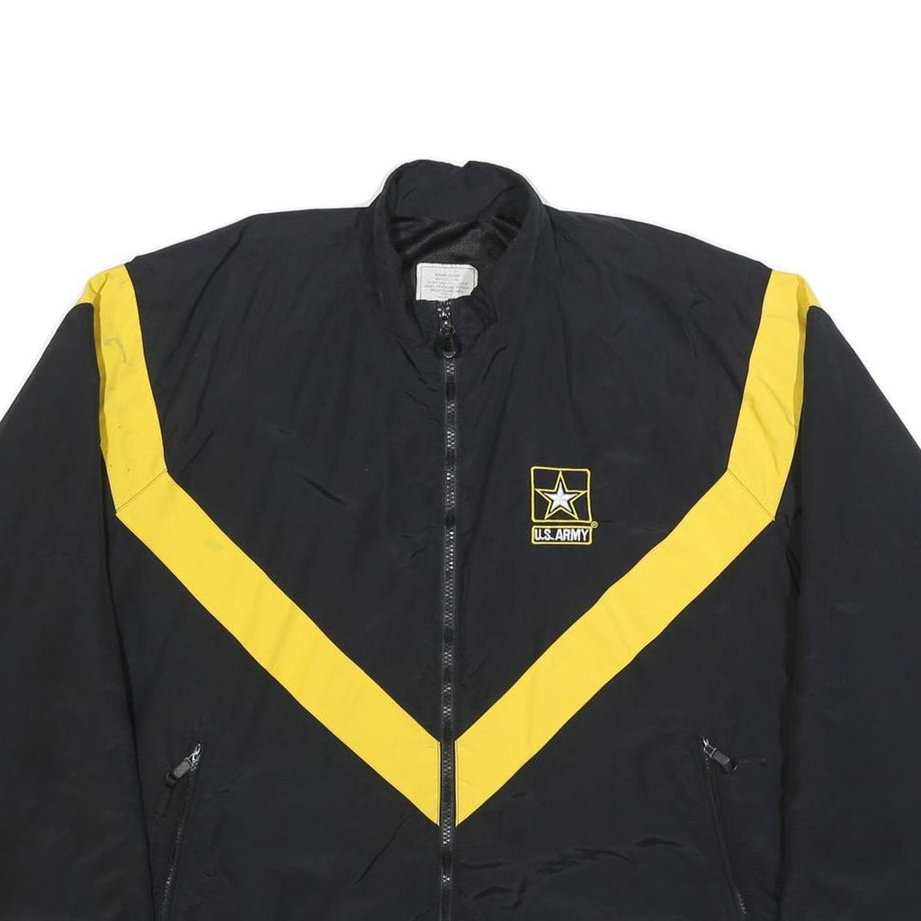 UNICOR Womens Black & Yellow U.S. Army Track Nylon Jacket M Zip Plain Casual