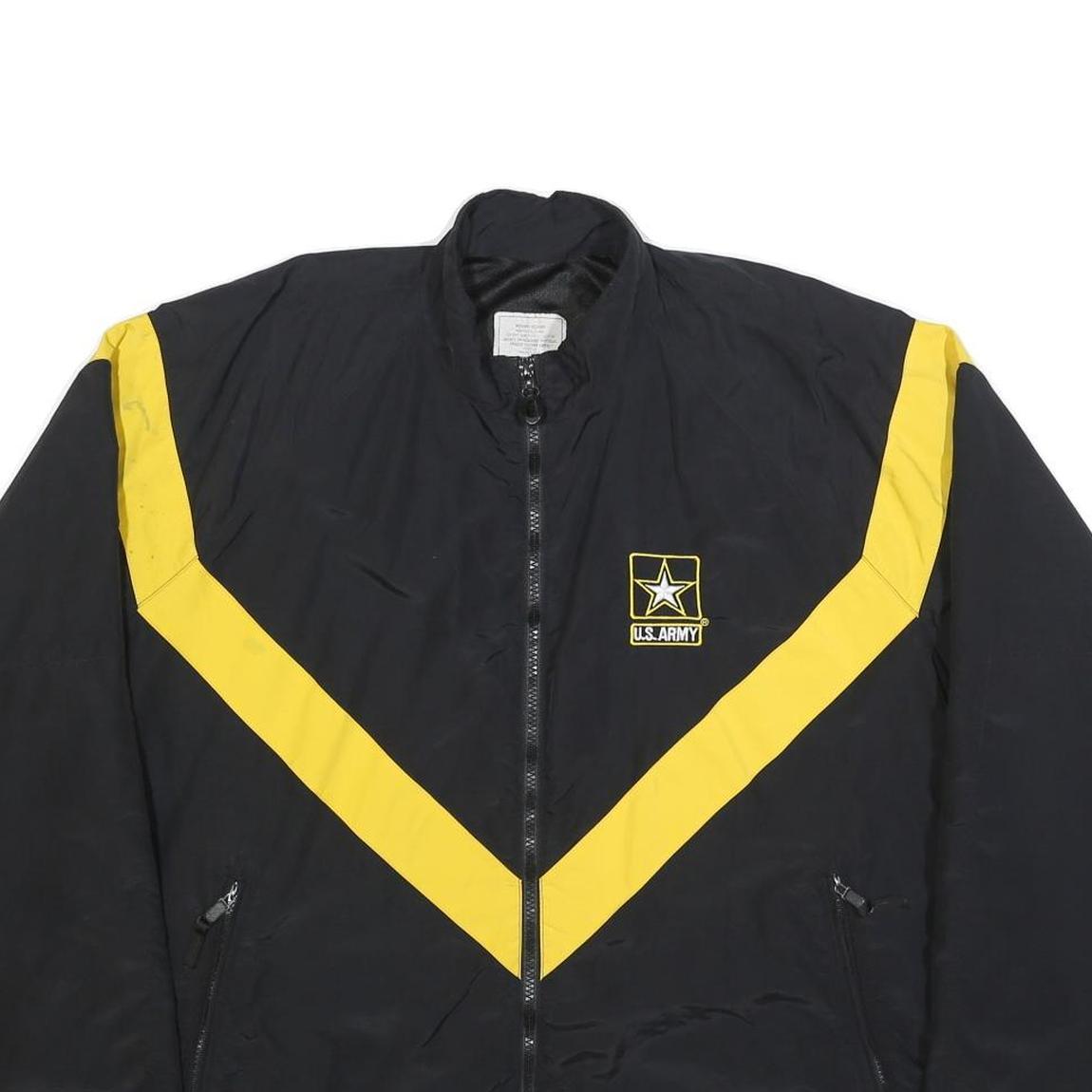 UNICOR Womens Black & Yellow U.S. Army Track Nylon Jacket M Zip Plain Casual
