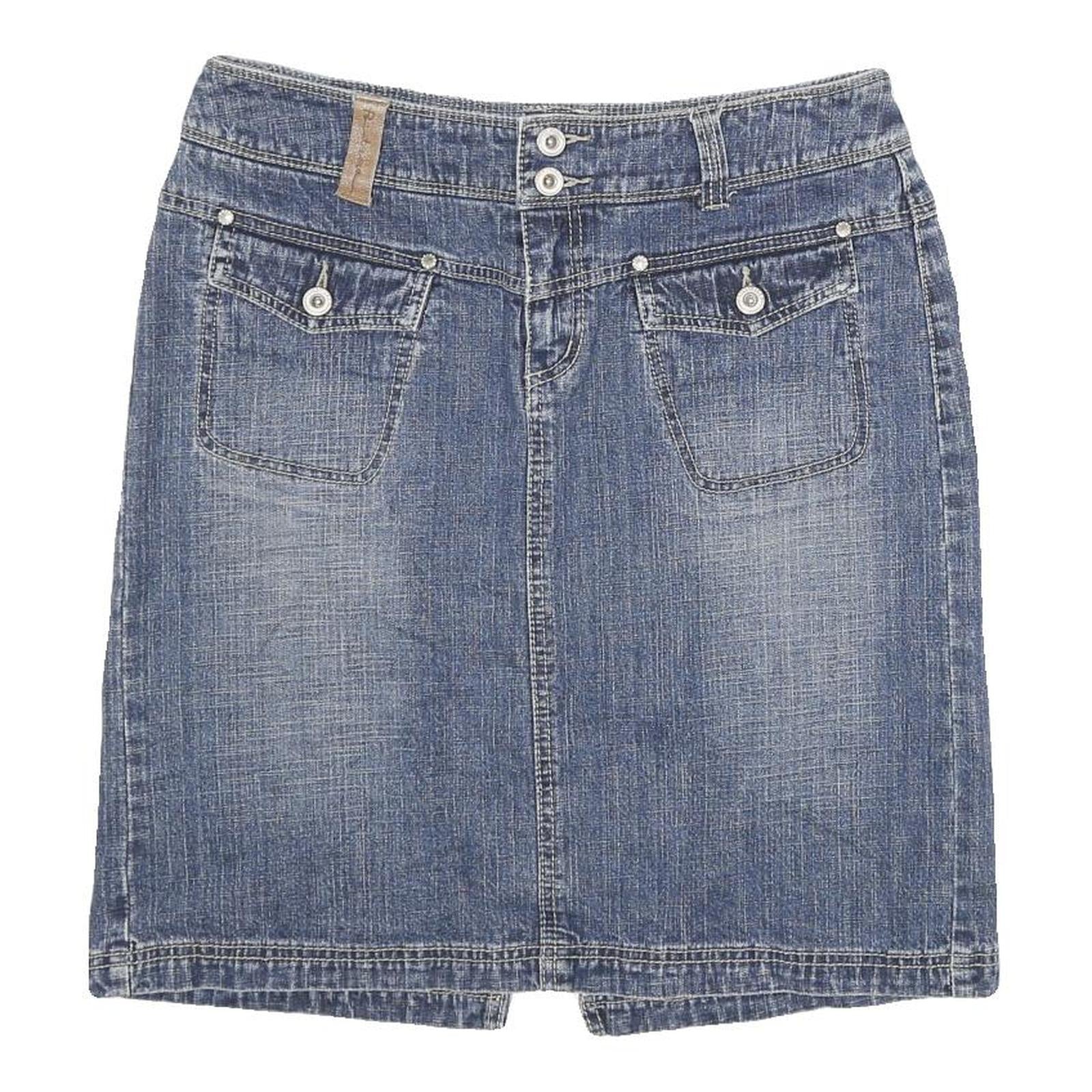 POINT ZERO Womens Blue Denim Straight Knee Length Cotton Blend Skirt Size L