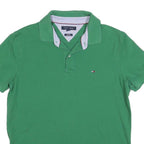 TOMMY HILFIGER Mens Green Slim Fit Short Sleeve Polo Shirt L Cotton Blend