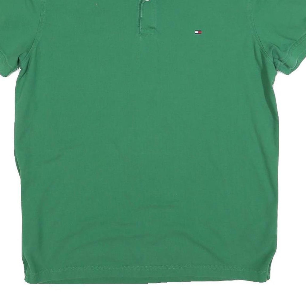 TOMMY HILFIGER Mens Green Slim Fit Short Sleeve Polo Shirt L Cotton Blend