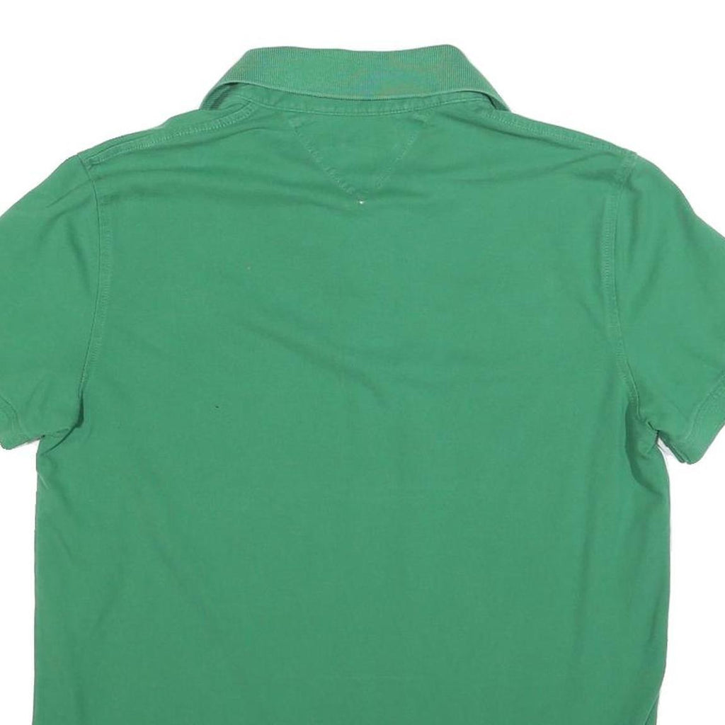 TOMMY HILFIGER Mens Green Slim Fit Short Sleeve Polo Shirt L Cotton Blend