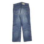 HELLER'S CAFE Mens Relaxed Denim Blue Jeans Cotton W34 L28 Classic Zip Pockets