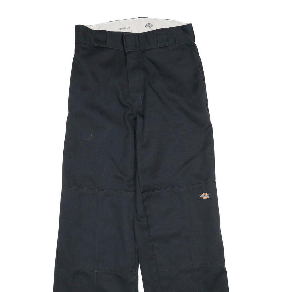 DICKIES Mens Cotton Black Loose Fit Straight Leg Trousers W28 L32 Workwear