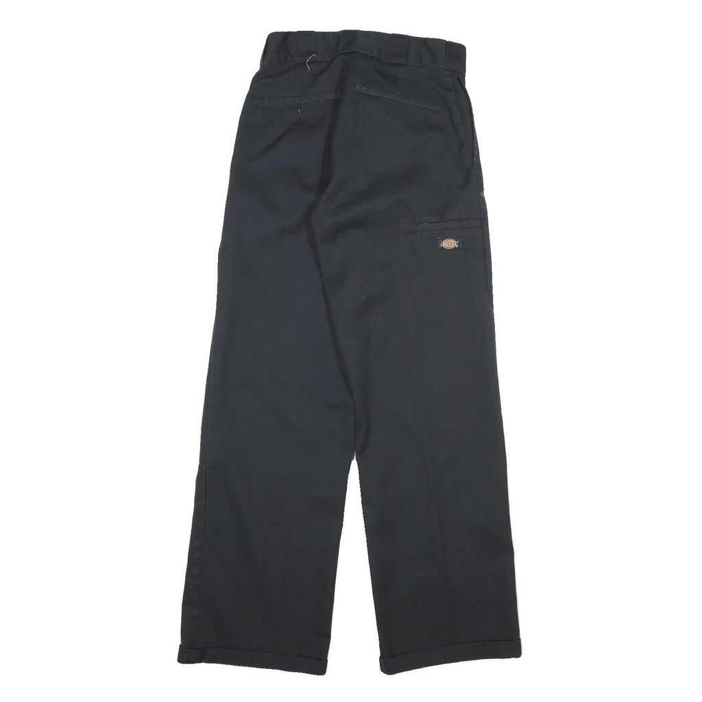 DICKIES Mens Cotton Black Loose Fit Straight Leg Trousers W28 L32 Workwear