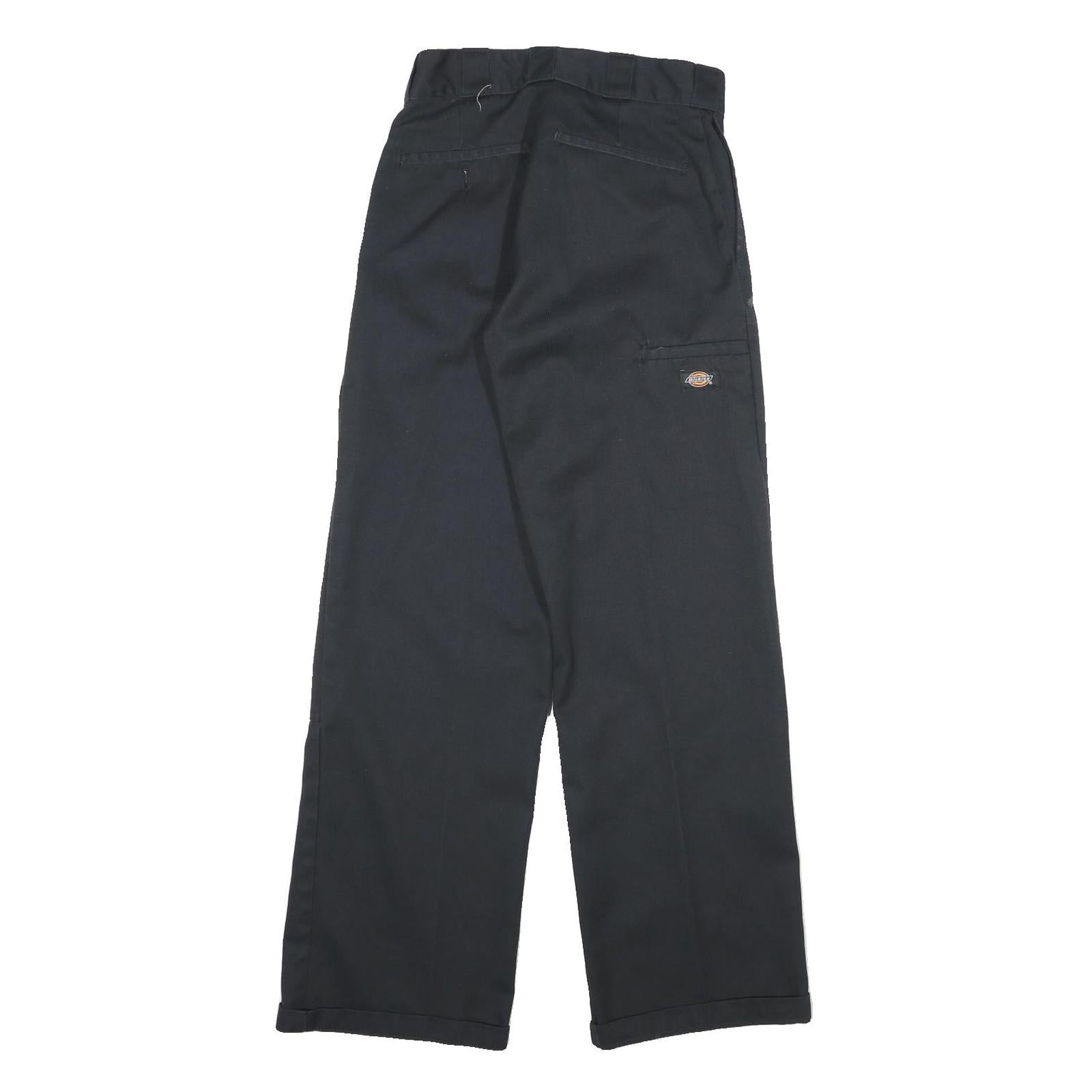 DICKIES Mens Cotton Black Loose Fit Straight Leg Trousers W28 L32 Workwear