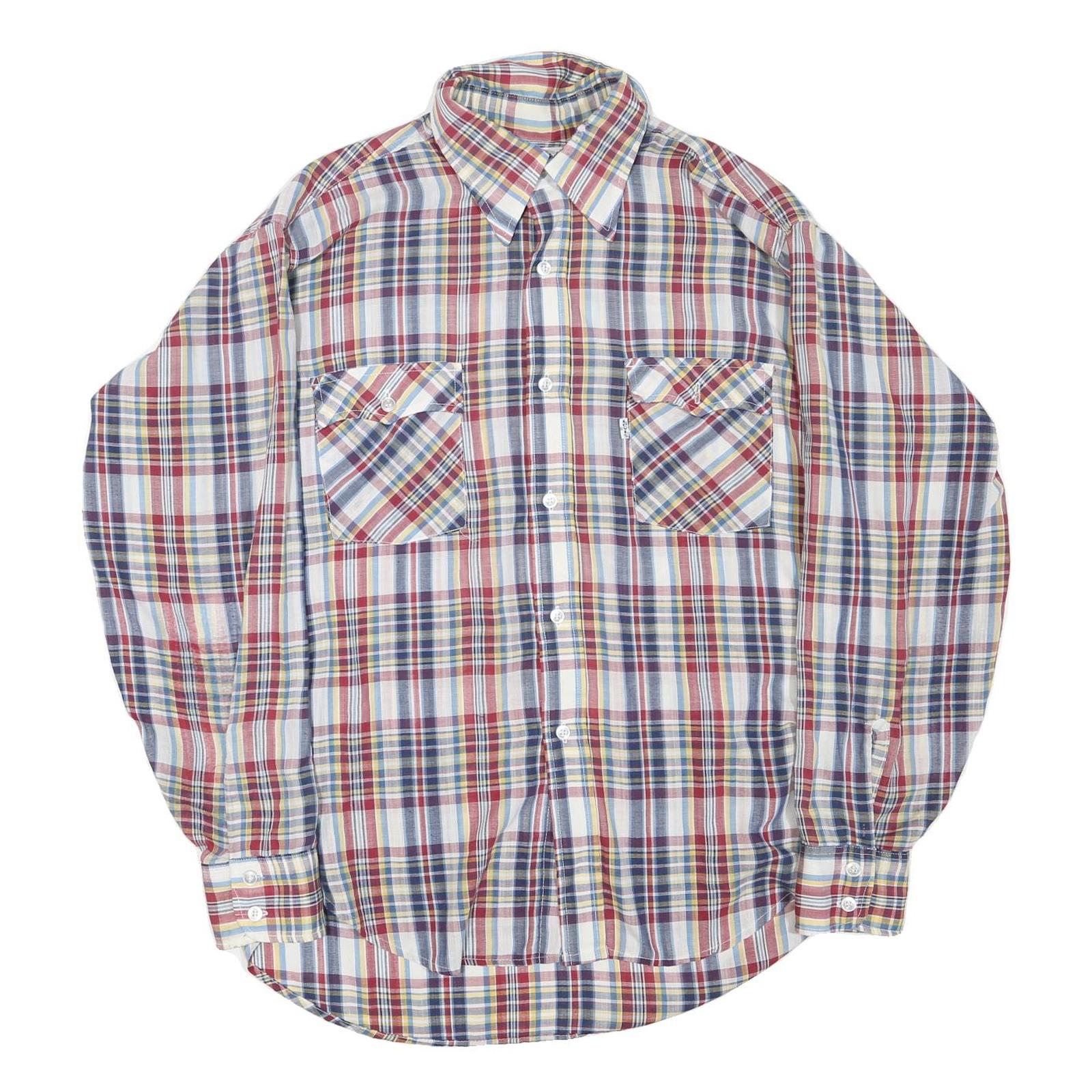 LEVI'S Mens Red Blue Yellow Check Shirt XL Cotton Blend Long Sleeve Casual