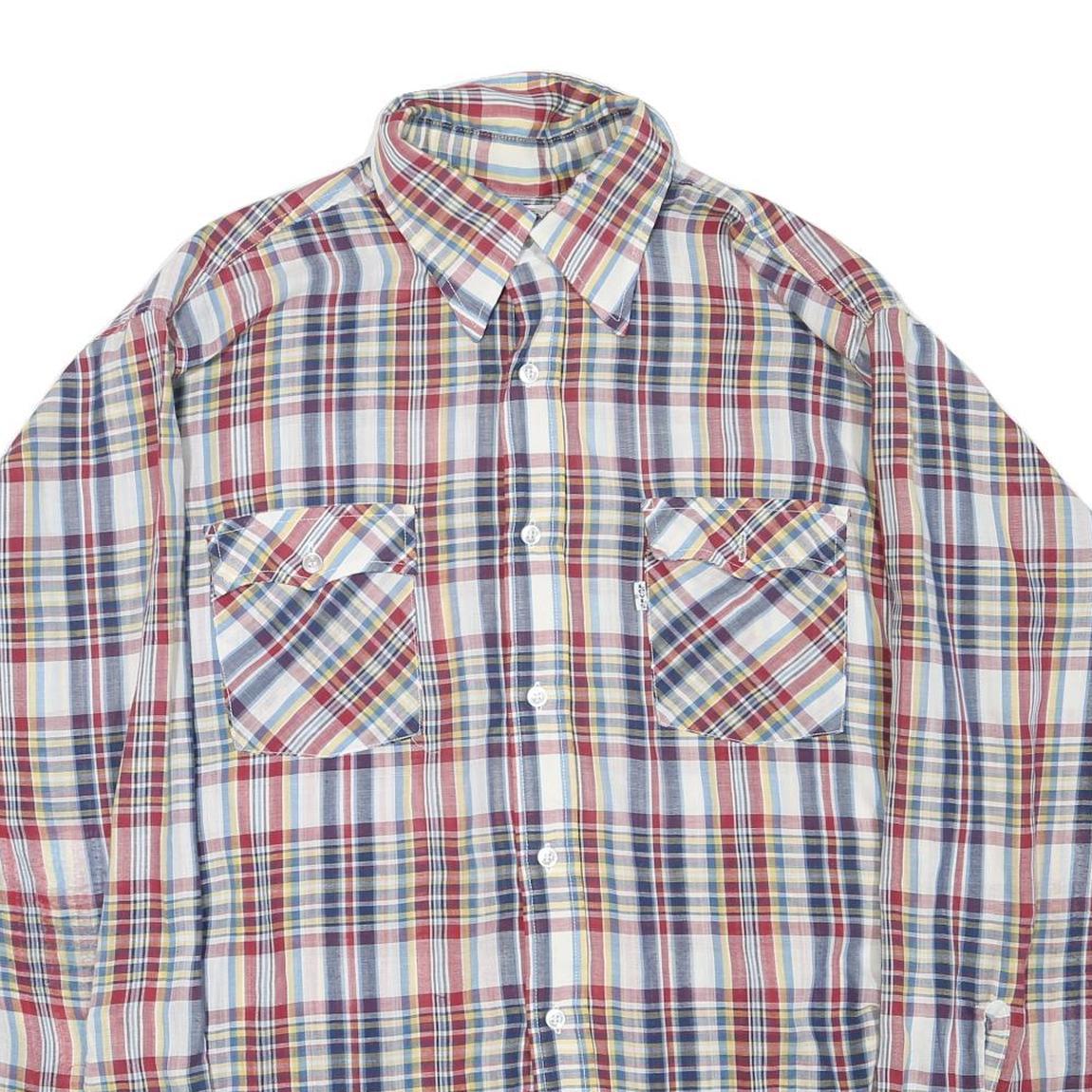 LEVI'S Mens Red Blue Yellow Check Shirt XL Cotton Blend Long Sleeve Casual