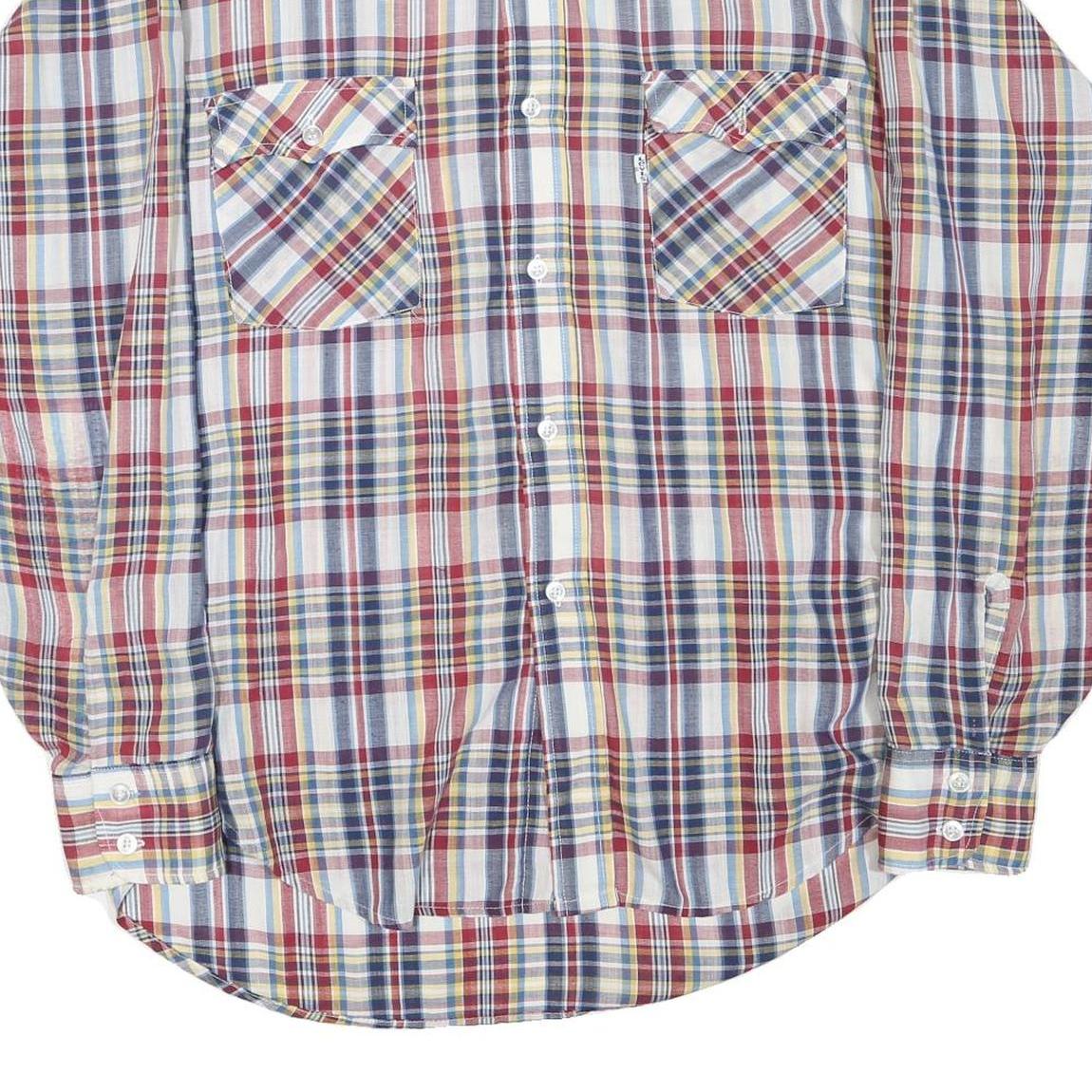 LEVI'S Mens Red Blue Yellow Check Shirt XL Cotton Blend Long Sleeve Casual