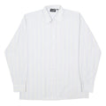 CRE ANGELO Mens White & Pale Stripe Shirt L Long Sleeve Button Front Cotton