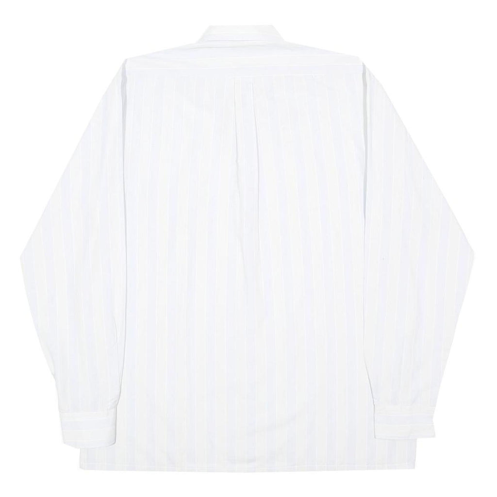 CRE ANGELO Mens White & Pale Stripe Shirt L Long Sleeve Button Front Cotton