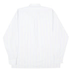 CRE ANGELO Mens White & Pale Stripe Shirt L Long Sleeve Button Front Cotton