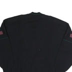 GRANCHO Mens Black Patterned V-Neck Jumper Wool M Cable Knit Relaxed