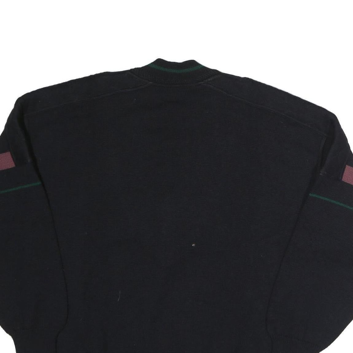 GRANCHO Mens Black Patterned V-Neck Jumper Wool M Cable Knit Relaxed