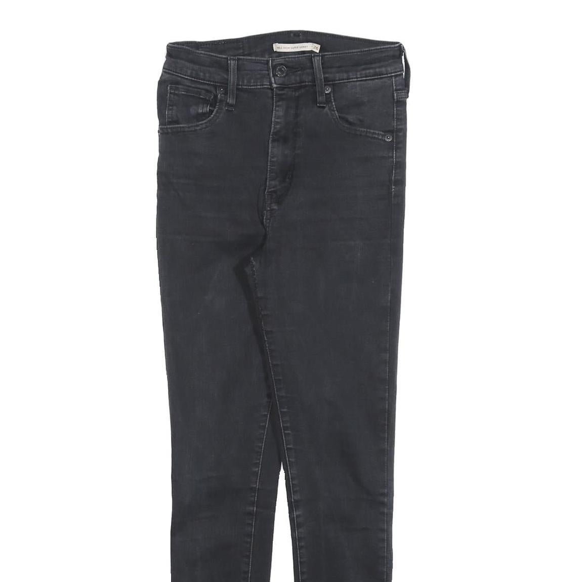 LEVI'S Womens Jeans Black Slim Skinny Denim Medium W26 L28 Zip Pockets