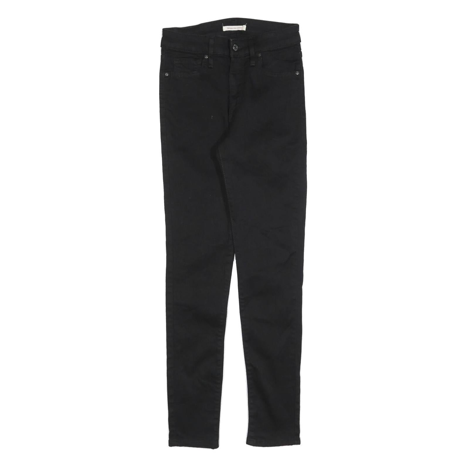 LEVI'S 721 Womens Black Slim Skinny Denim Raw W26 L28 Slim Fit Zip Jeans