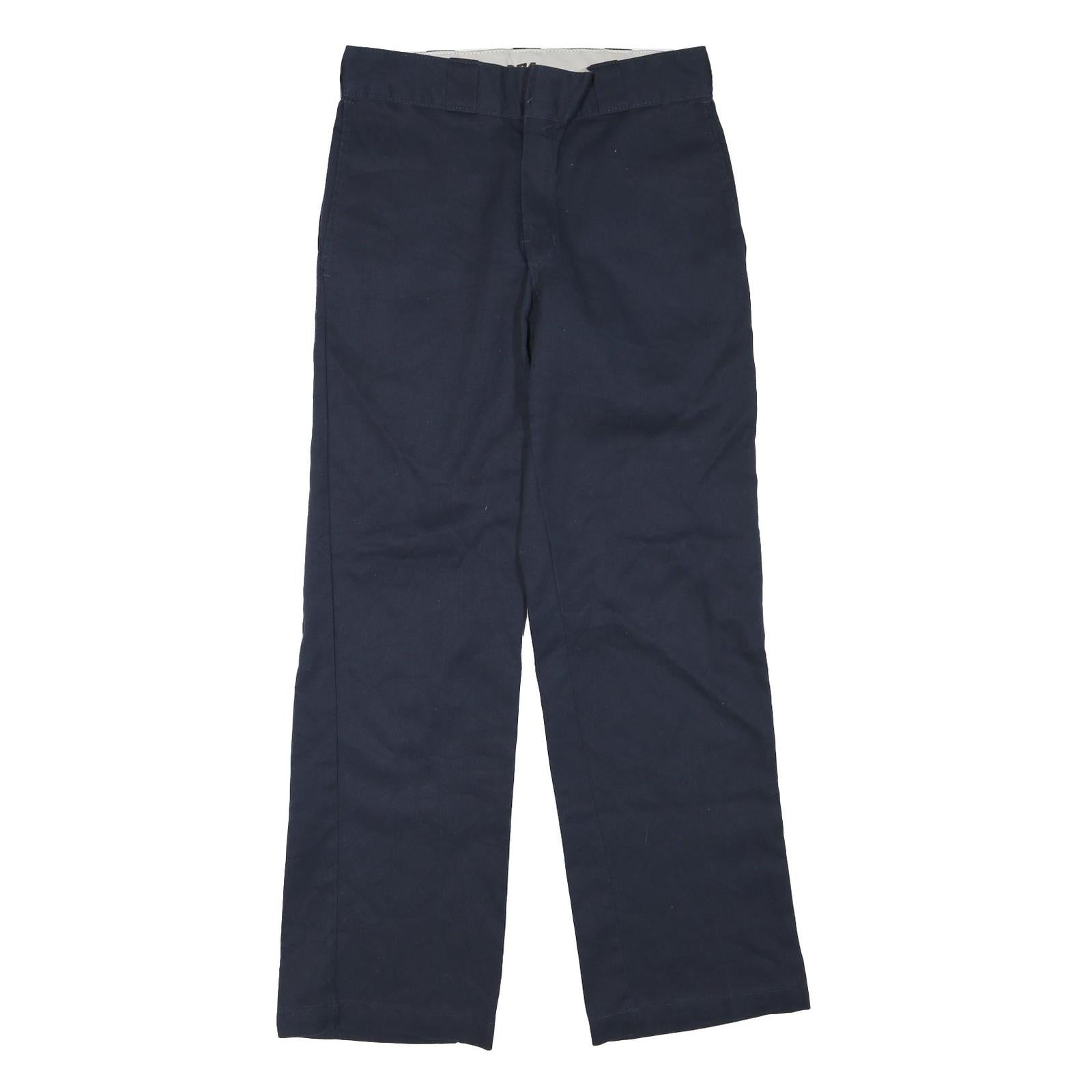 DICKIES Mens Polyester Blend Navy Blue Regular Straight Trousers W30 L30