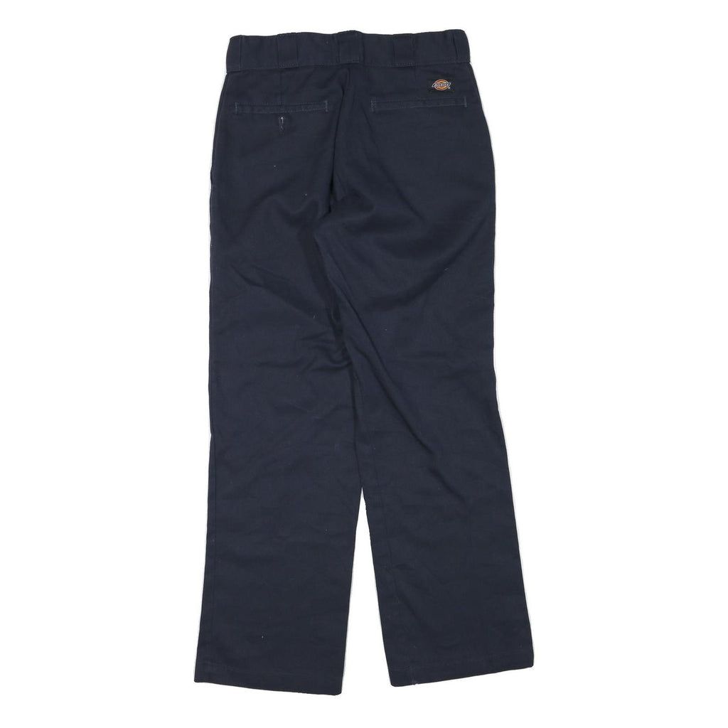 DICKIES Mens Polyester Blend Navy Blue Regular Straight Trousers W30 L30