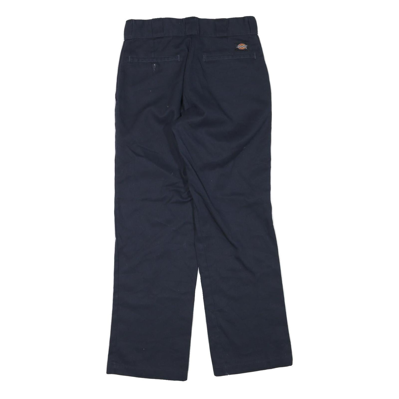 DICKIES Mens Polyester Blend Navy Blue Regular Straight Trousers W30 L30
