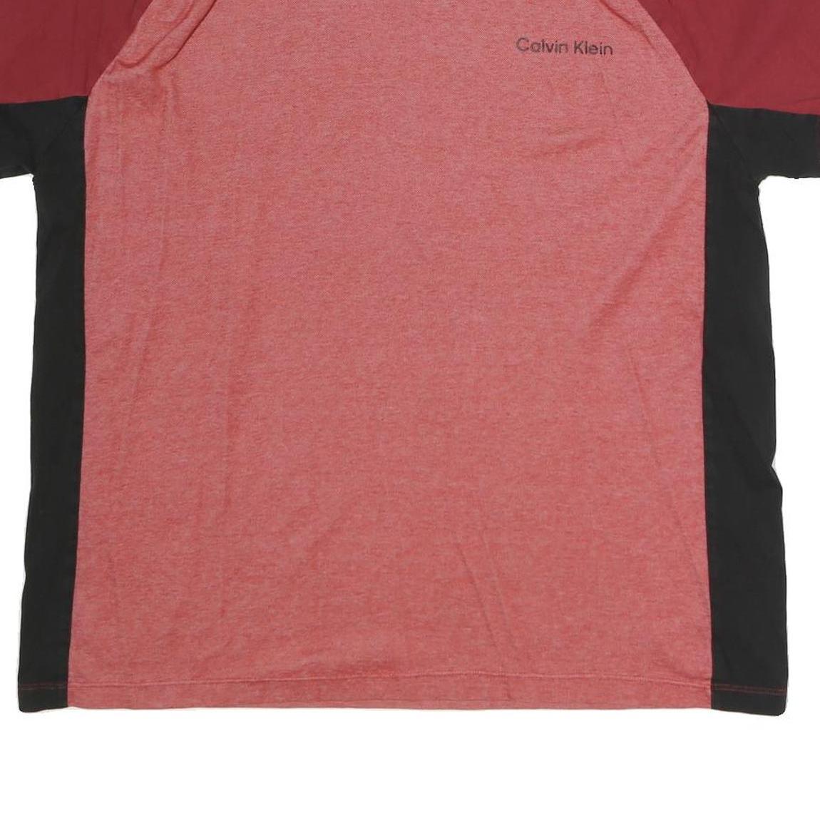 CALVIN KLEIN Mens Red & Black Colourblock T-Shirt XL Short Sleeve Crew Neck